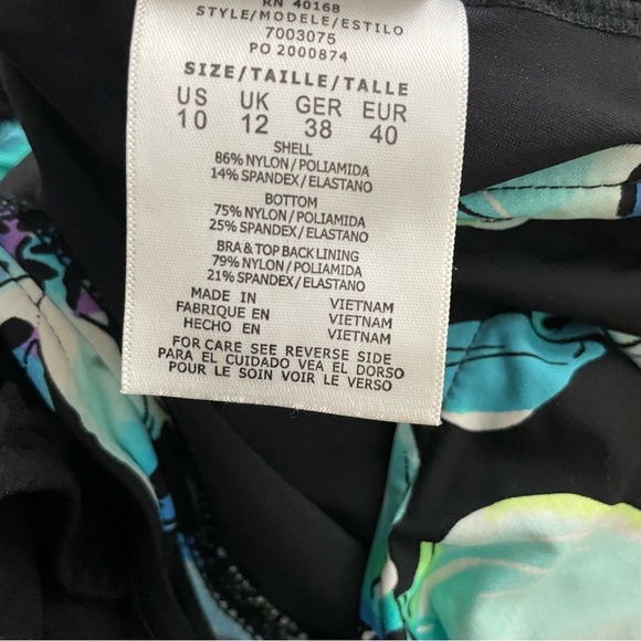 Caribbean Joe Swim Dress Swimsuit One Piece Halter Floral Size 10 - Picture 7 of 8